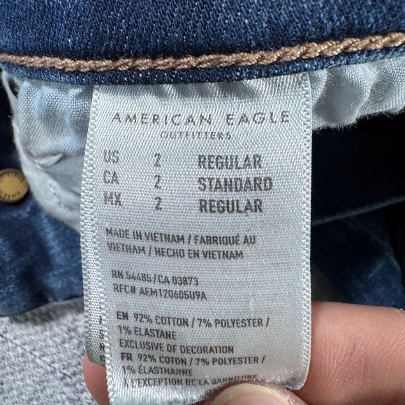 American Eagle Hi-Rise Flare Jeans Medium Wash Size 2 Regular Stretch Denim - Picture 7 of 11